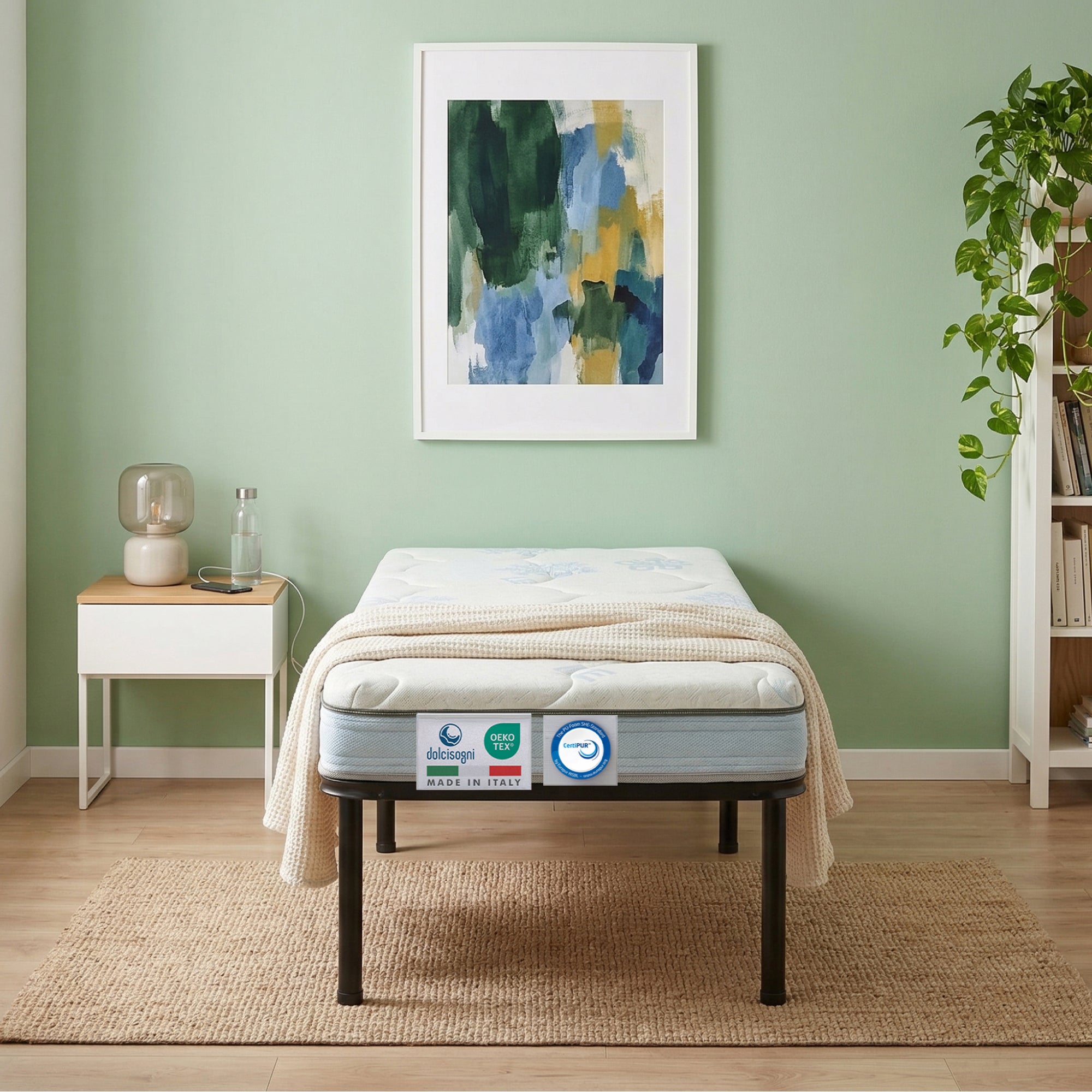 Kit rete letto singolo con materasso memory foam 90x200 Season Balance