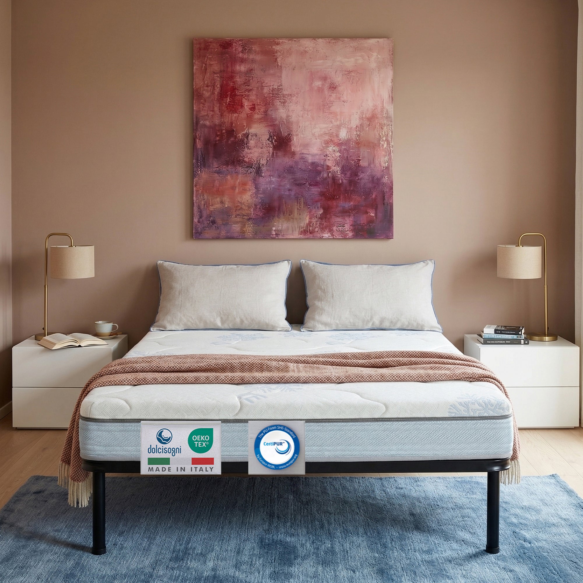 Kit rete letto king size con materasso memory foam 180x200 Season Balance