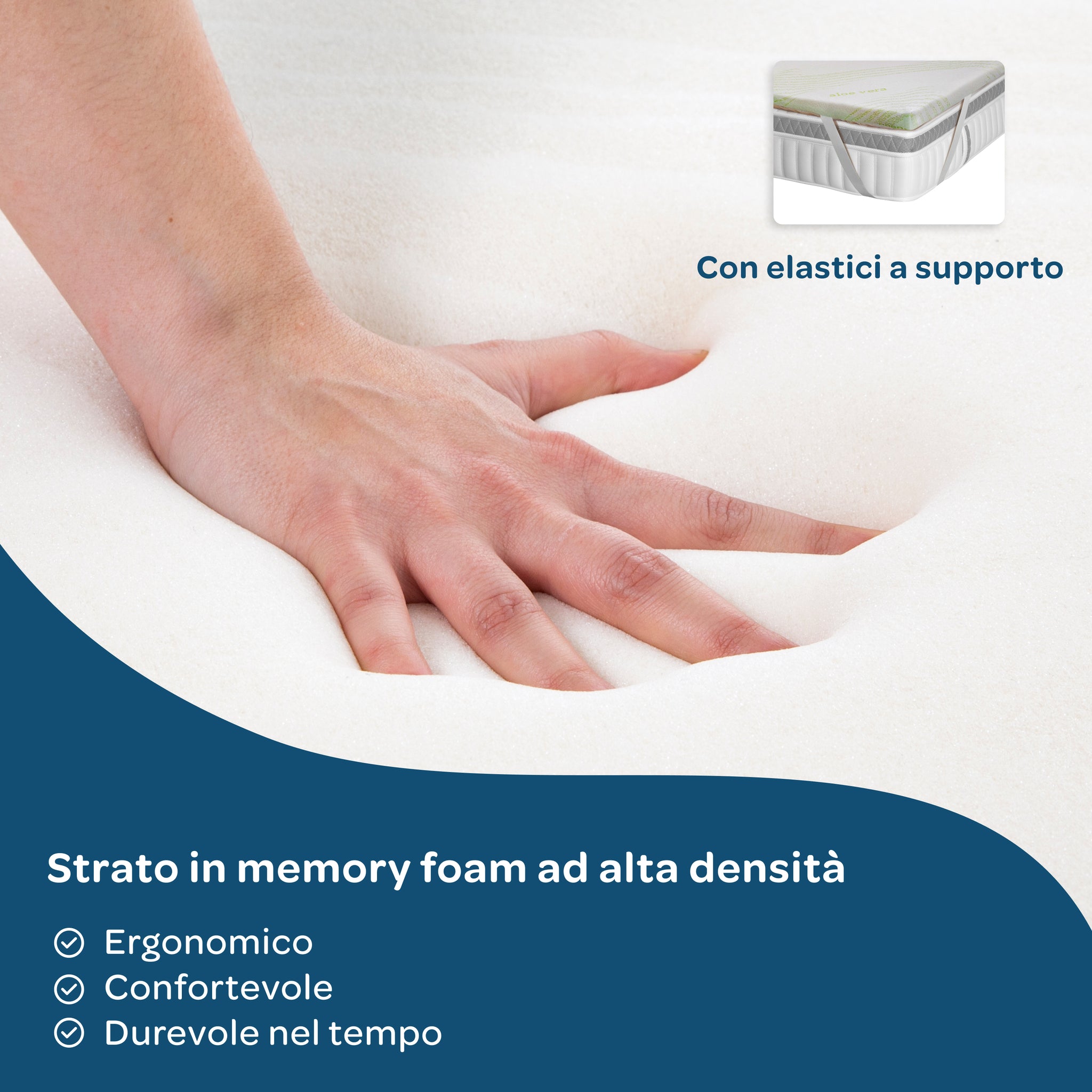 Topper matrimoniale 100% memory foam sfoderabile 160x200