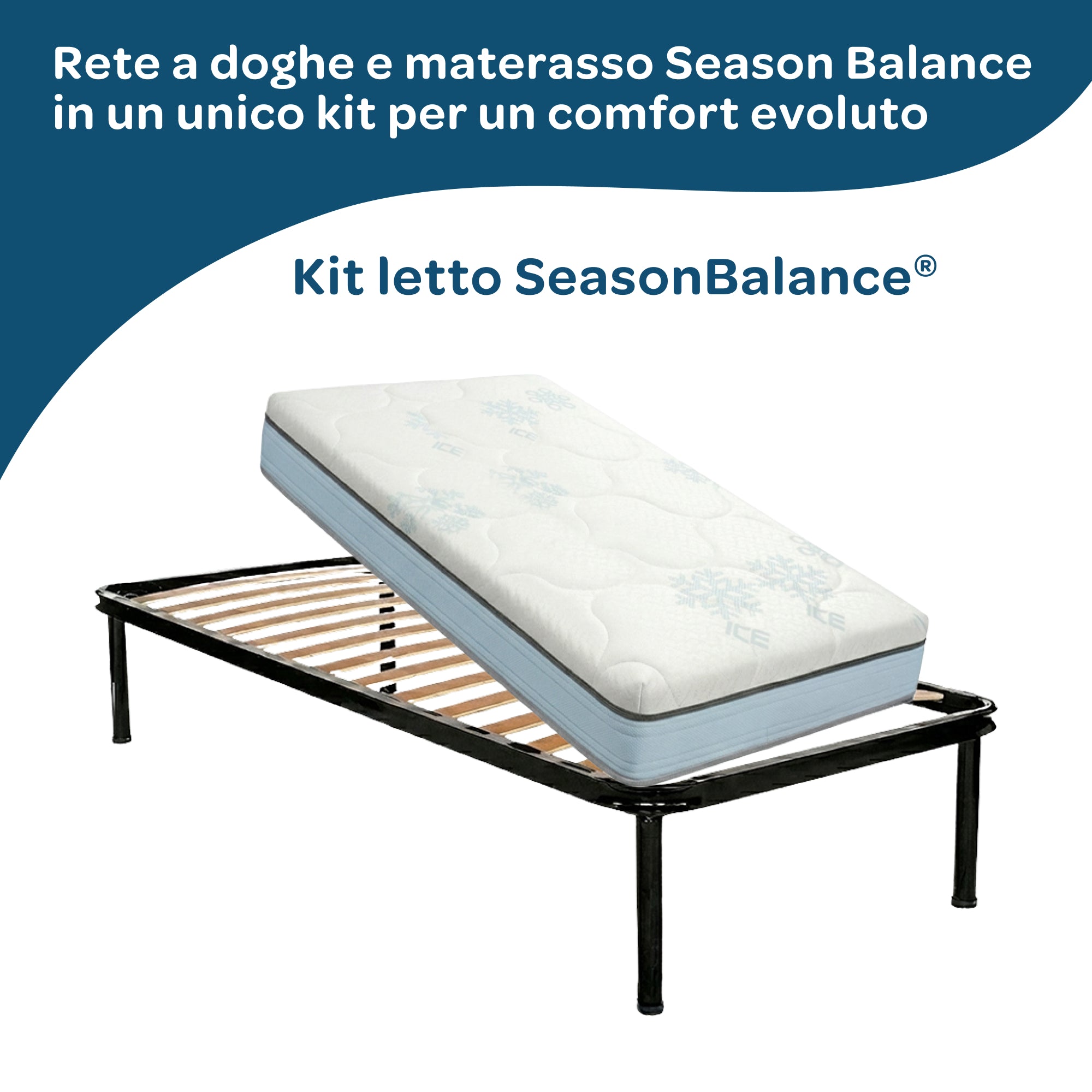 Kit rete letto singolo con materasso memory foam 90x190 Season Balance