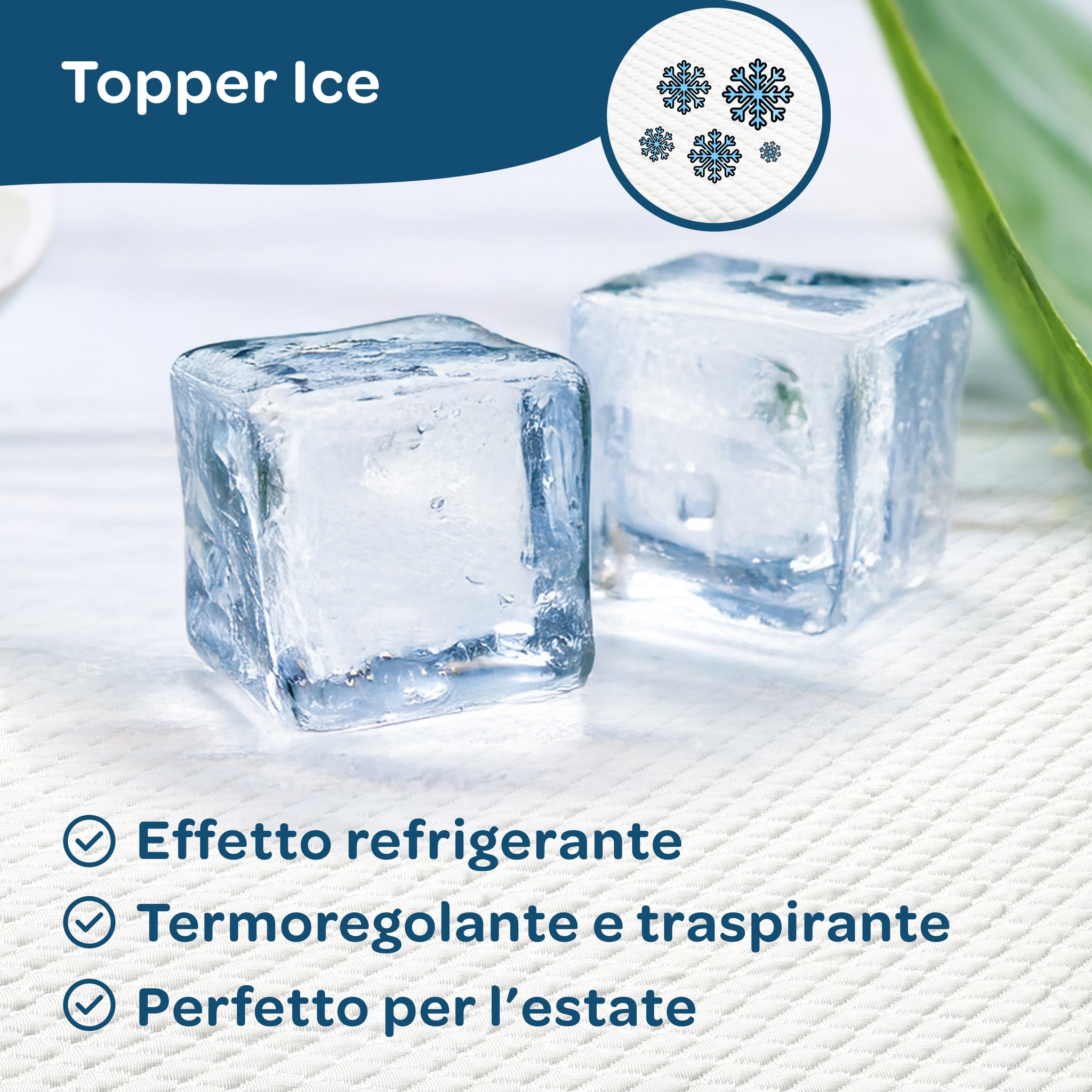 Topper matrimoniale memory foam rinfrescante 160x190 Ice