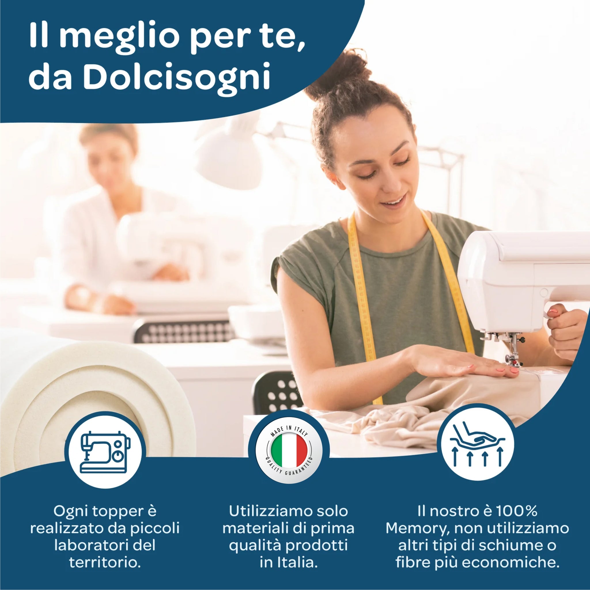 Topper matrimoniale 100% memory foam sfoderabile 160x200