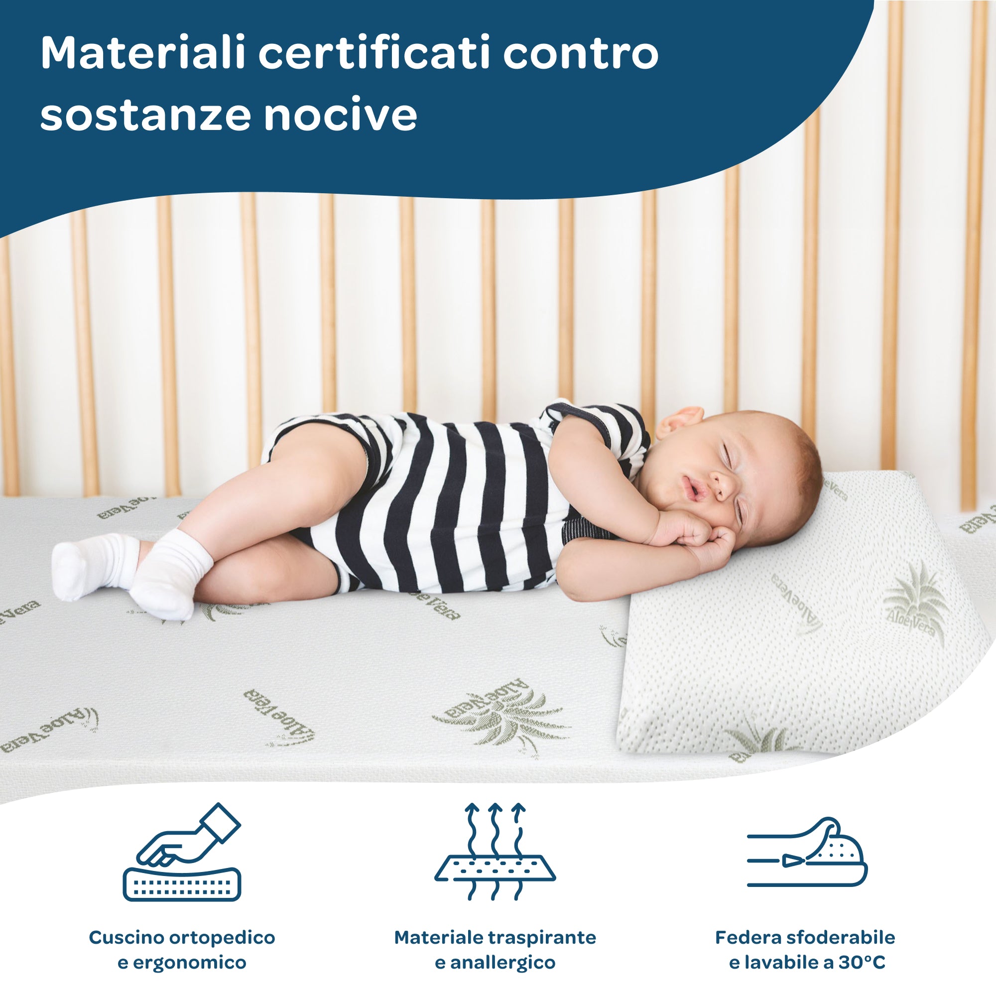 Cuscino per Bambini in Memory Foam 50x30