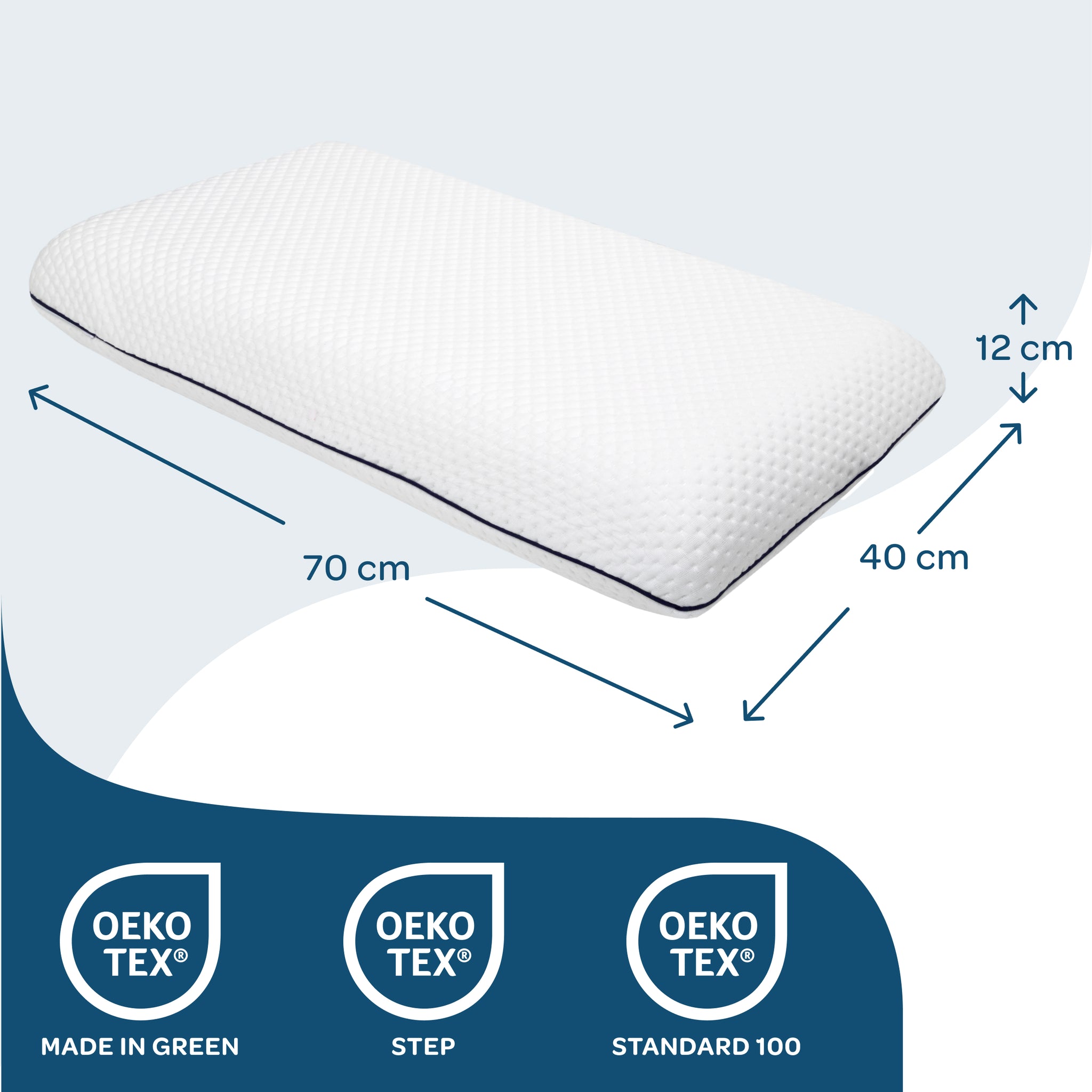 Cuscino Cervicale Memory Foam 70×40×12 – Supporto Alto