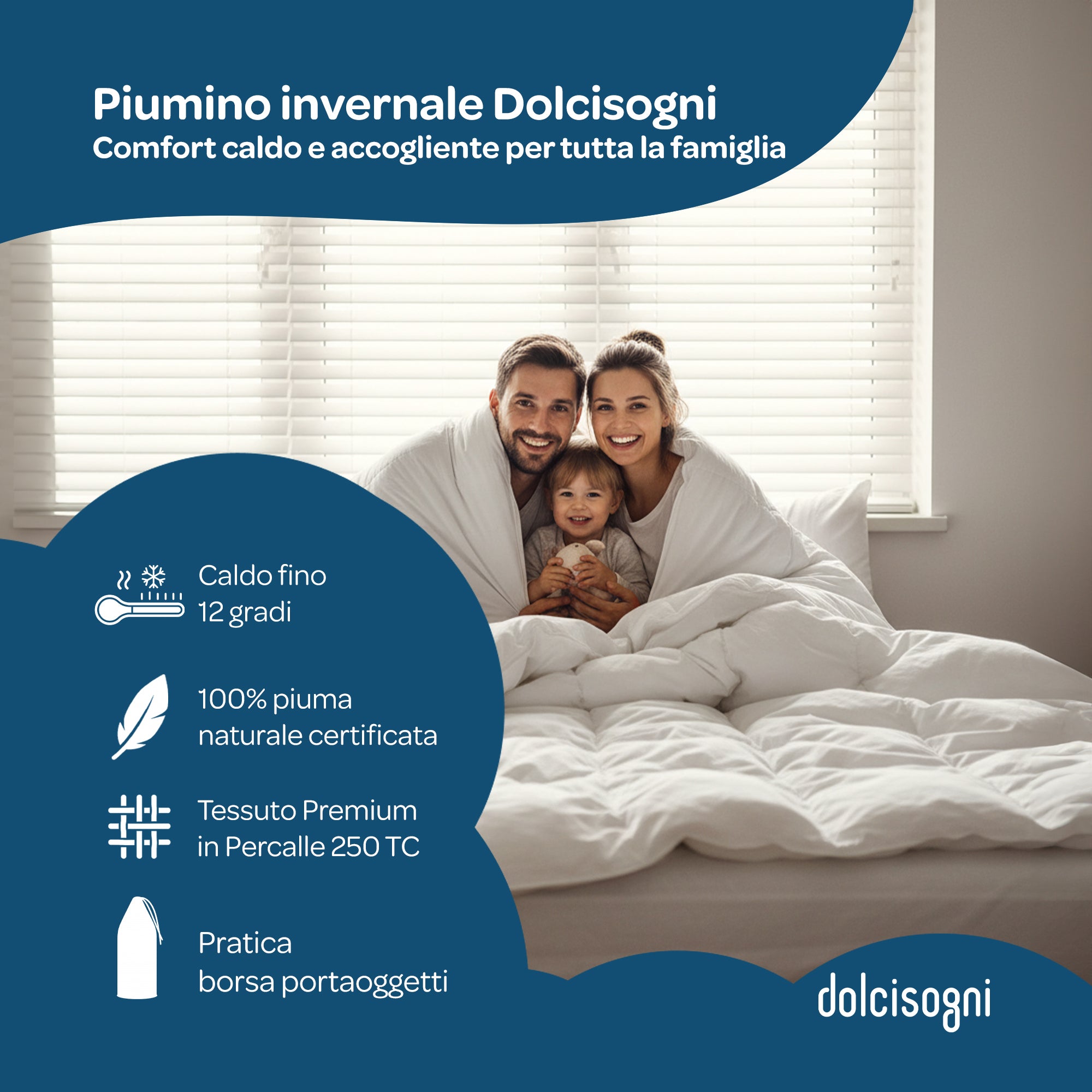Piumino matrimoniale invernale 250x200 in piuma d’oca certificata