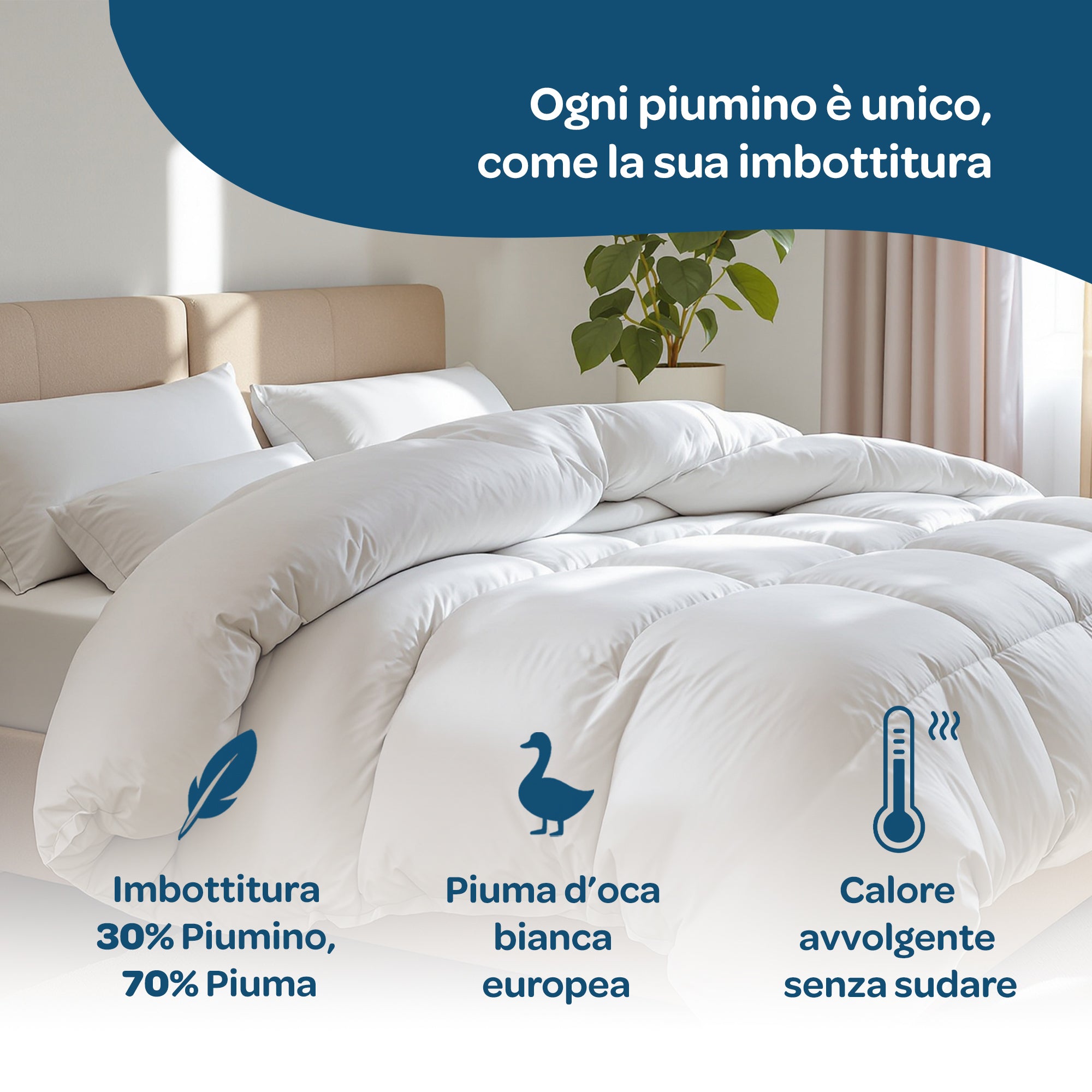 Piumino matrimoniale invernale 250x200 in piuma d’oca certificata