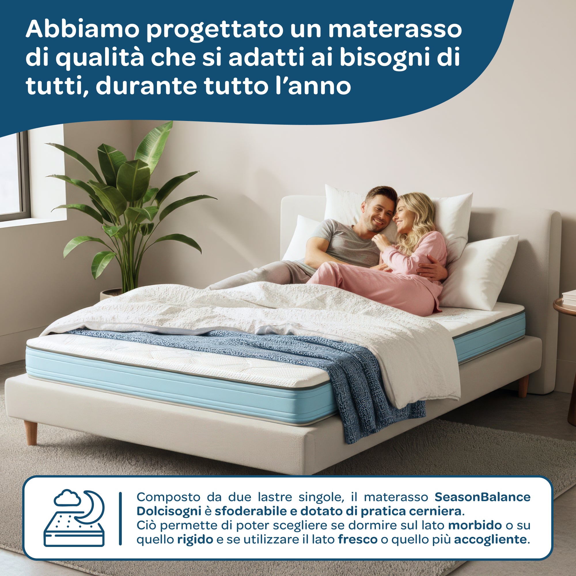 Materasso Memory Foam matrimoniale 160x190 Sfoderabile Season Balance