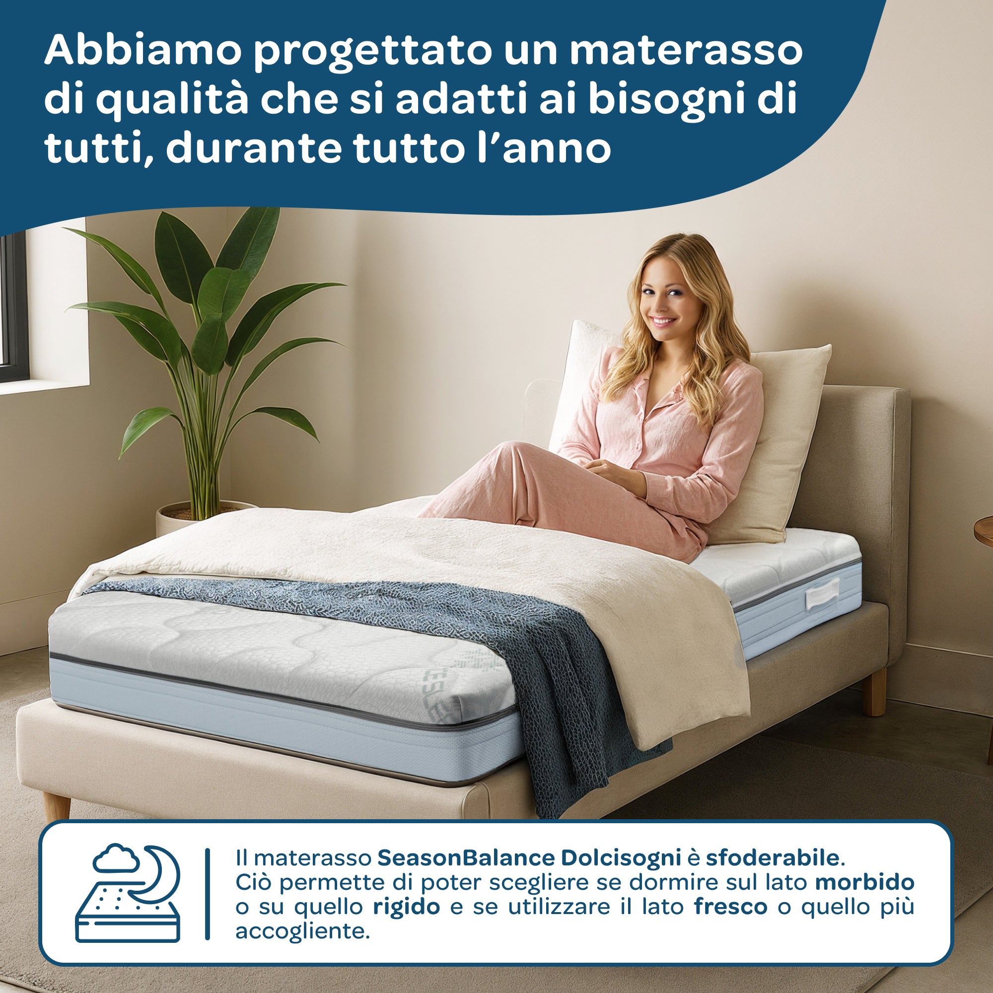Materasso Memory Foam Singolo 80x190 Sfoderabile Season Balance