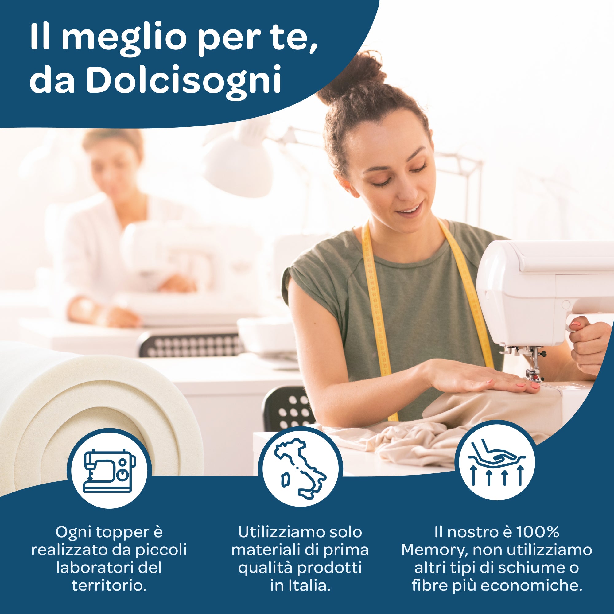 Topper 1 piazza e mezza 100% memory foam sfoderabile 120x190