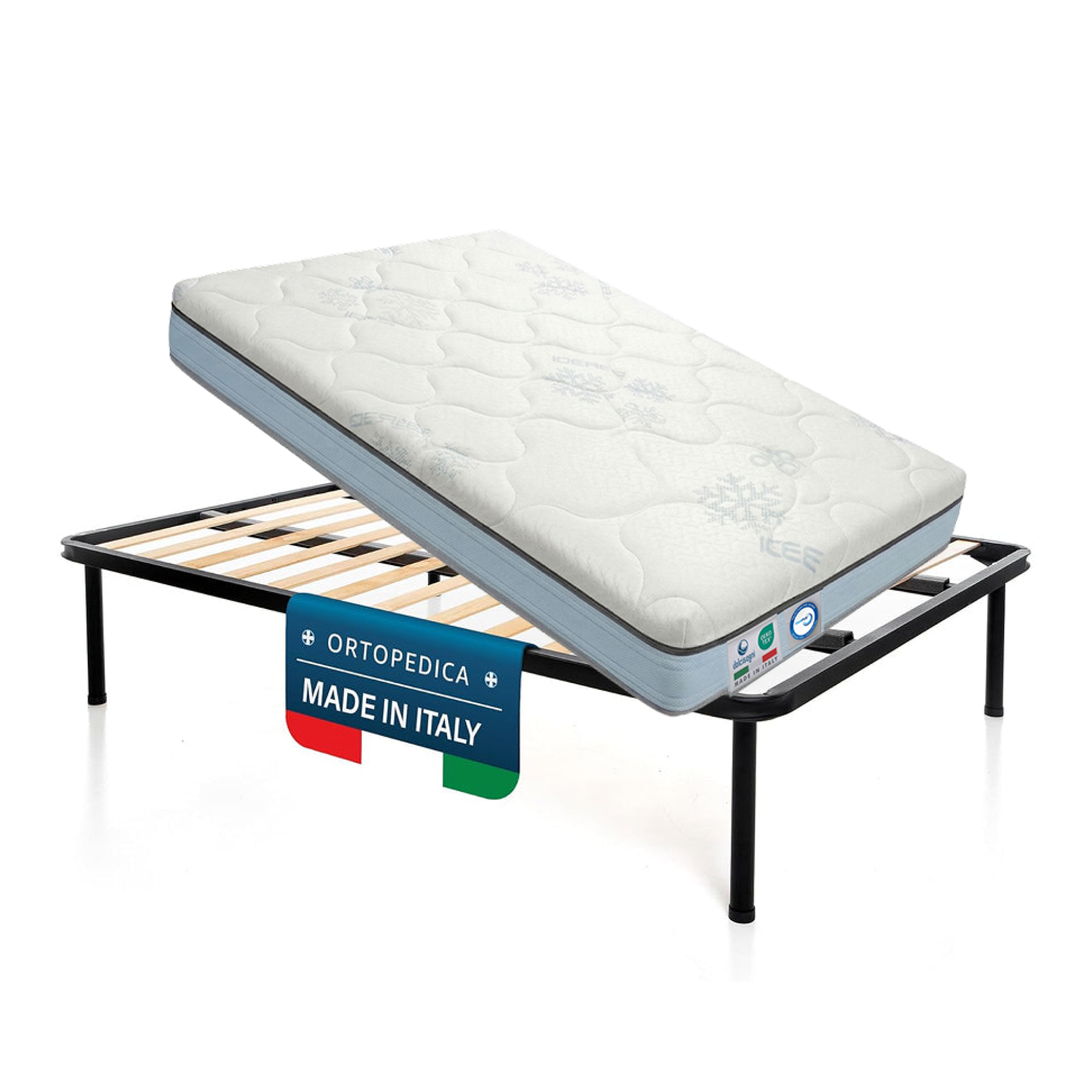 Kit rete letto alla francese con materasso memory foam 140x190 Season Balance