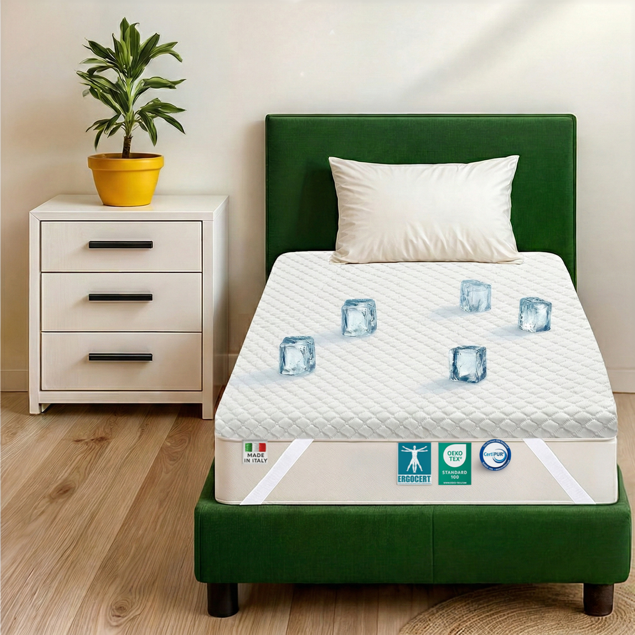 Topper singolo memory foam rinfrescante 80x190 Ice