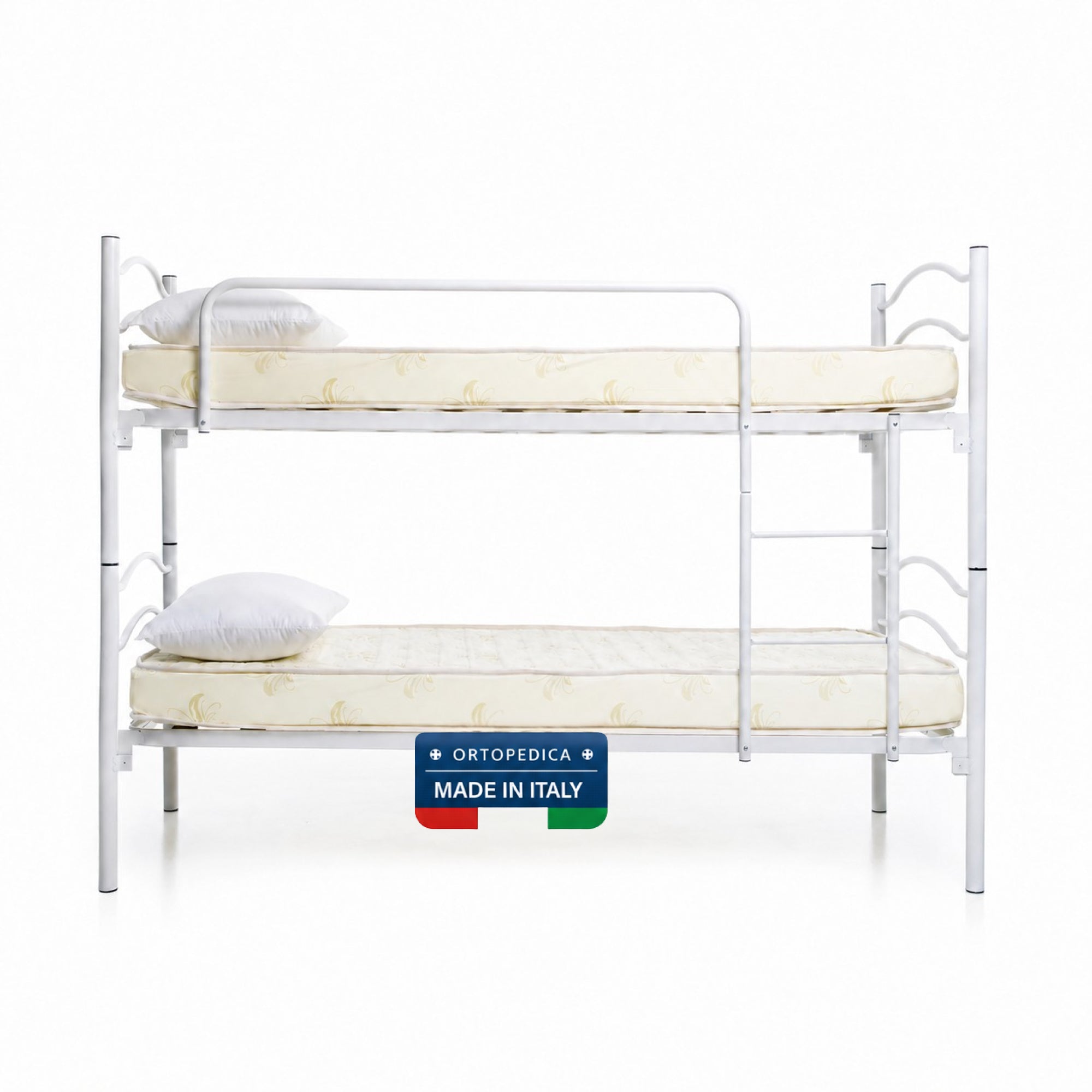 Letto a castello in ferro 80x190 con materasso incluso e doghe in legno