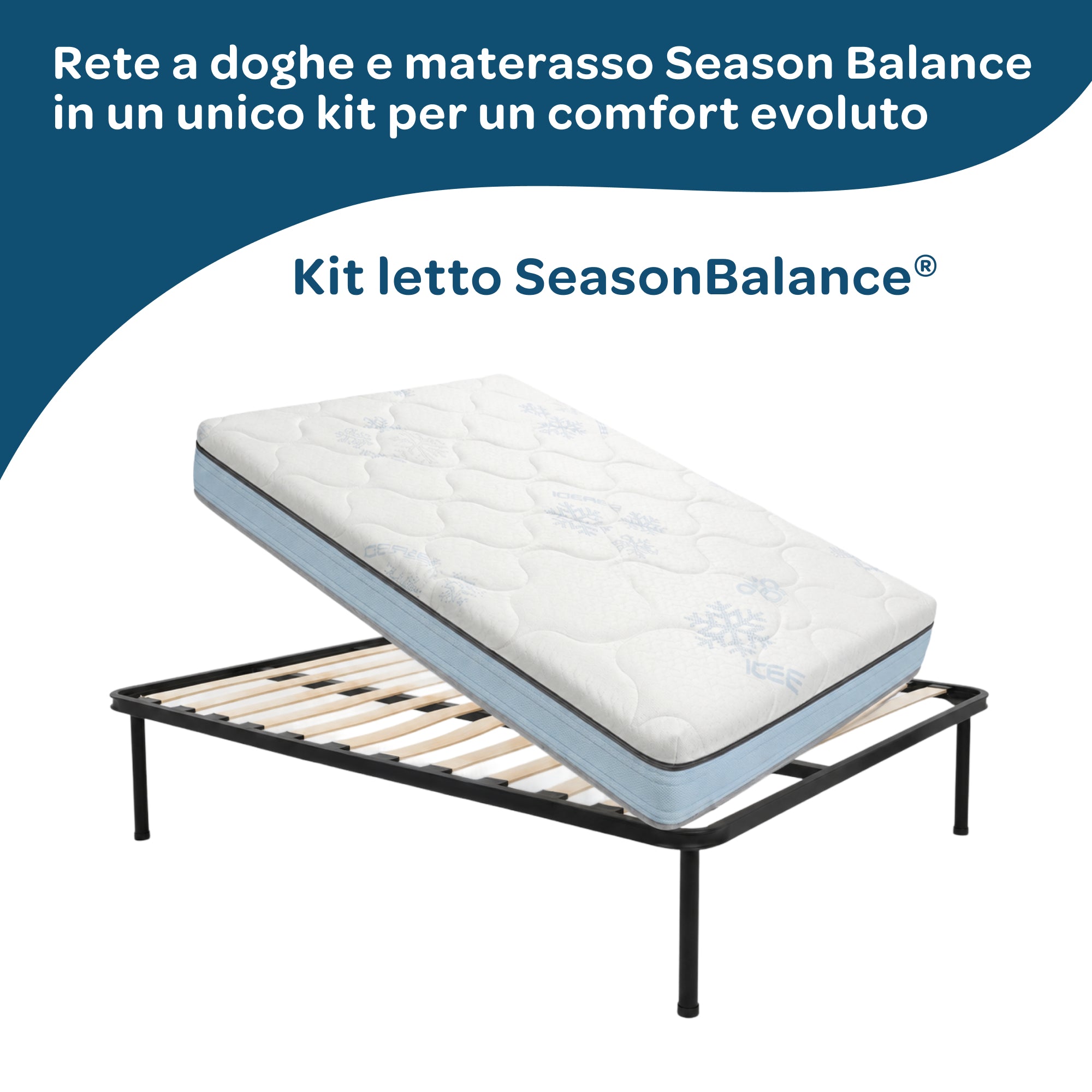 Kit rete letto king size con materasso memory foam 180x200 Season Balance