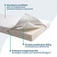 Materasso per bambini e ragazzi 80x190 antiacaro  Damasco