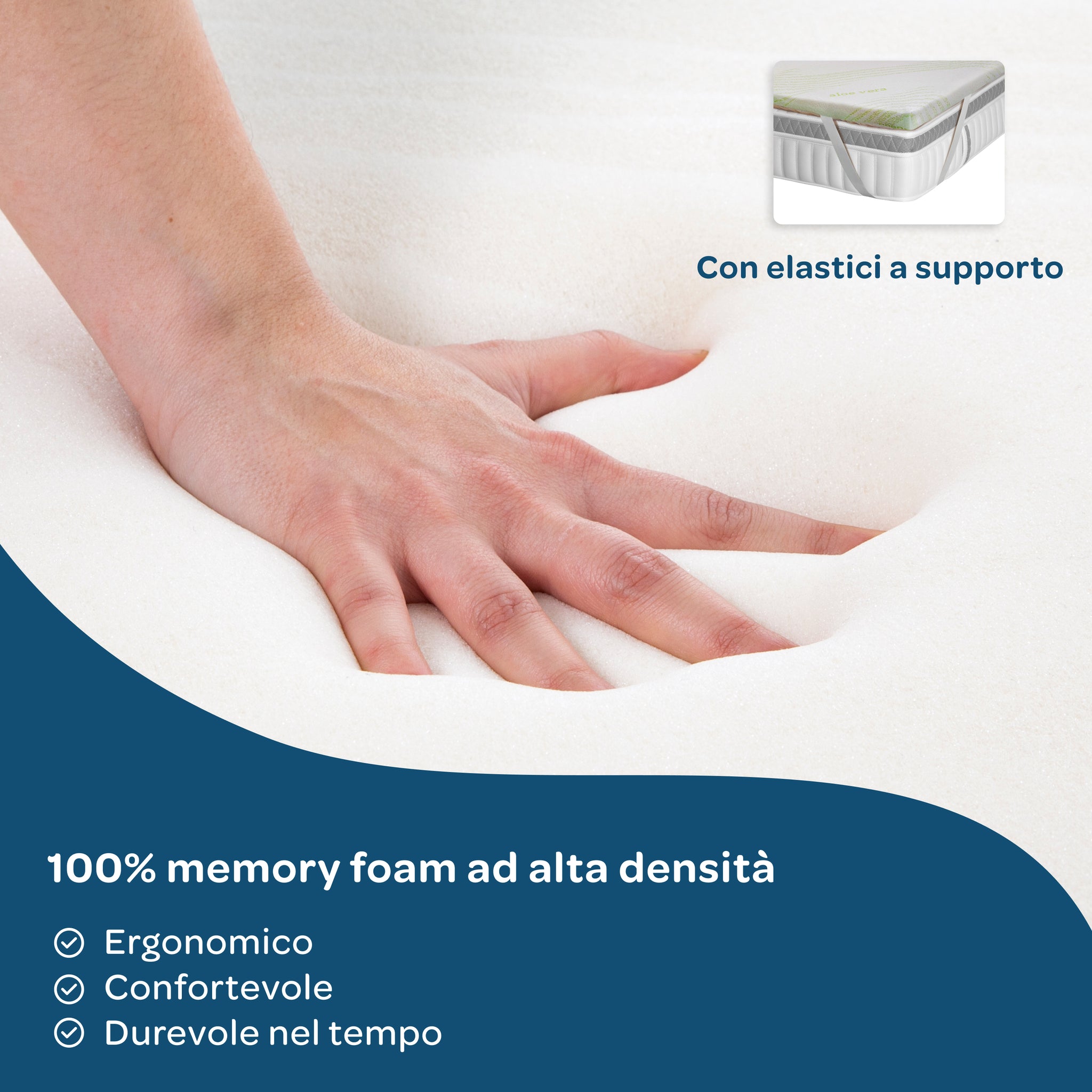 Topper matrimoniale memory foam rinfrescante 160x190 Ice