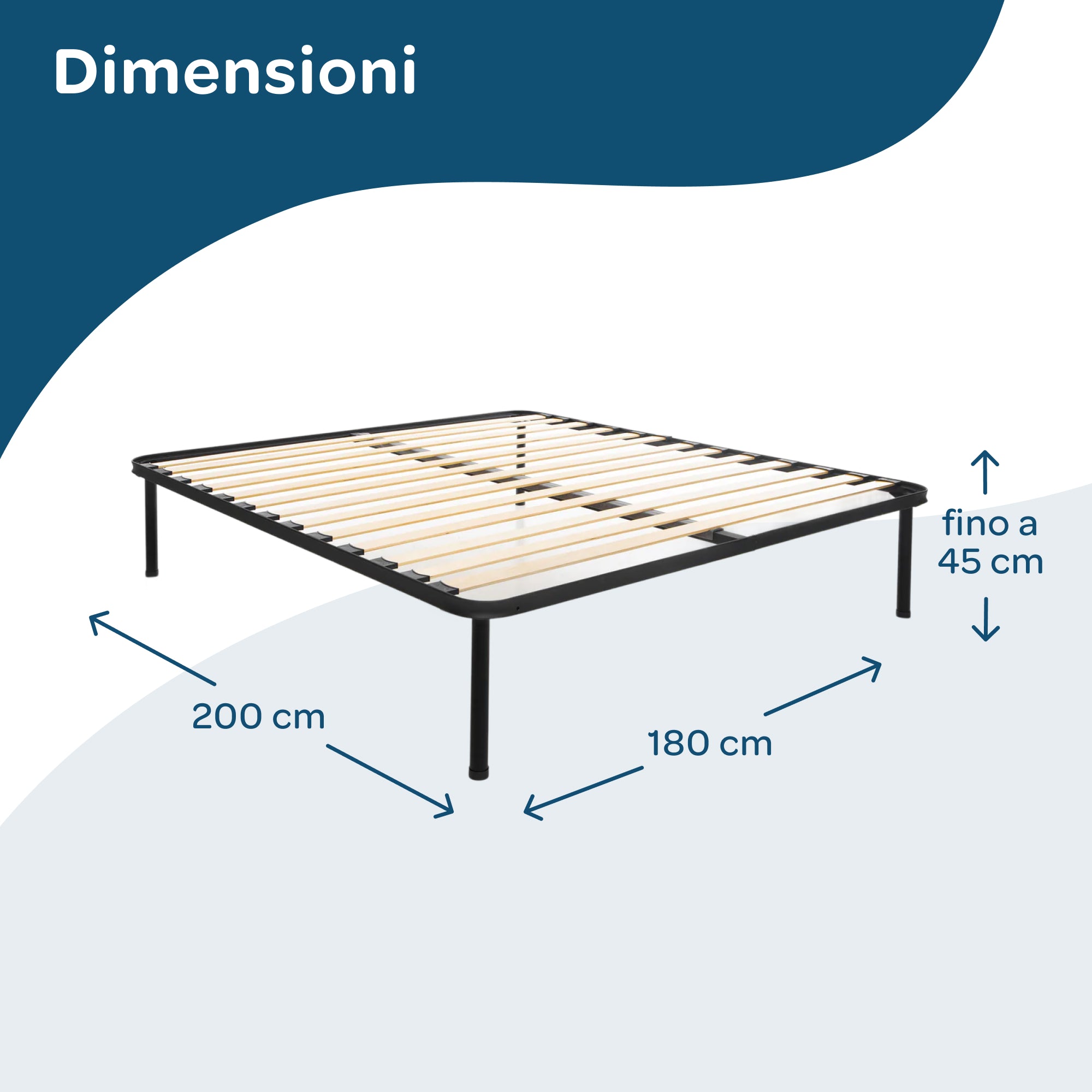 Kit rete letto king size con materasso memory foam 180x200 Season Balance