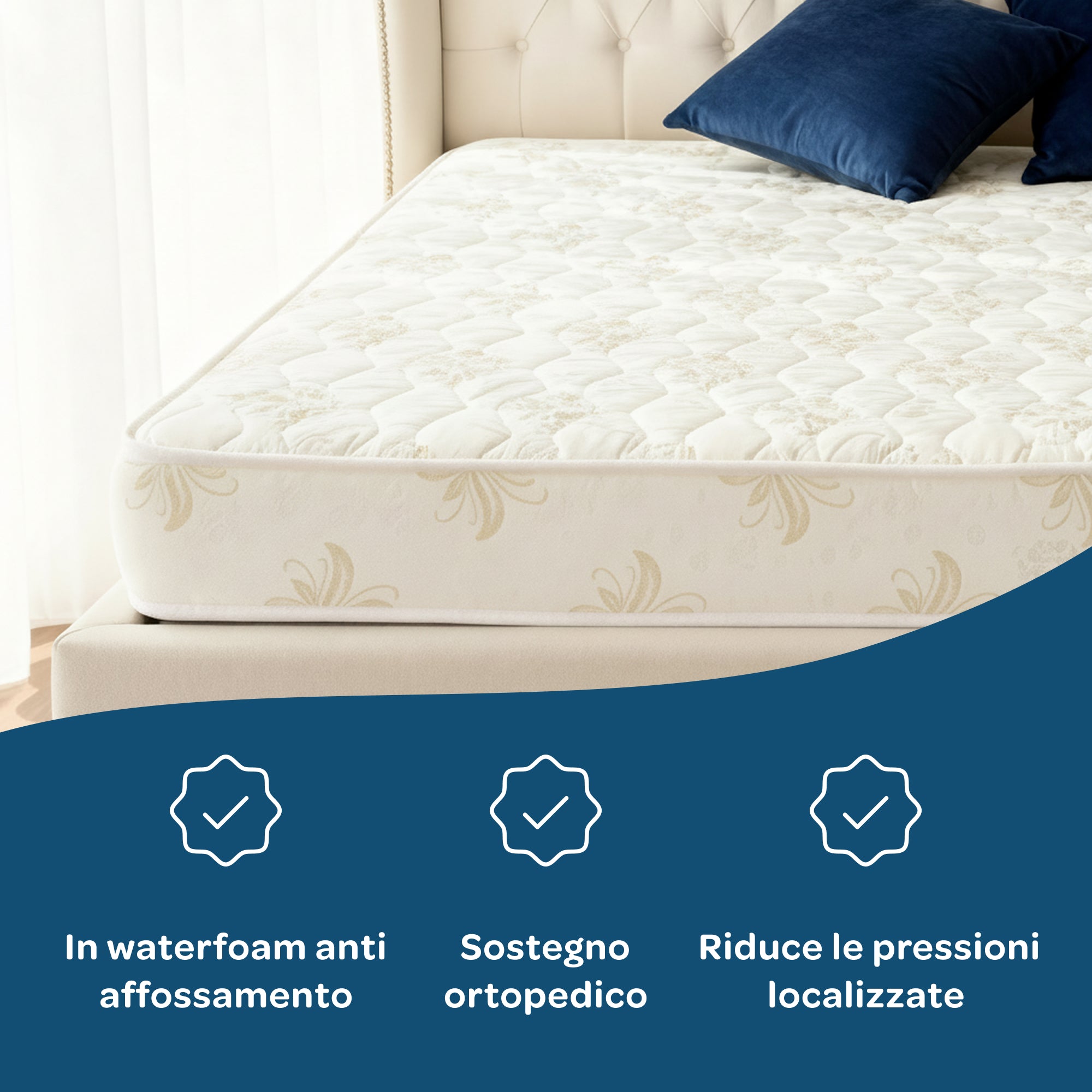 Materasso per divano letto alla francese 140x190 Losanna in waterfoam