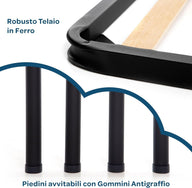 Rete letto singolo 80x190 con doghe in legno