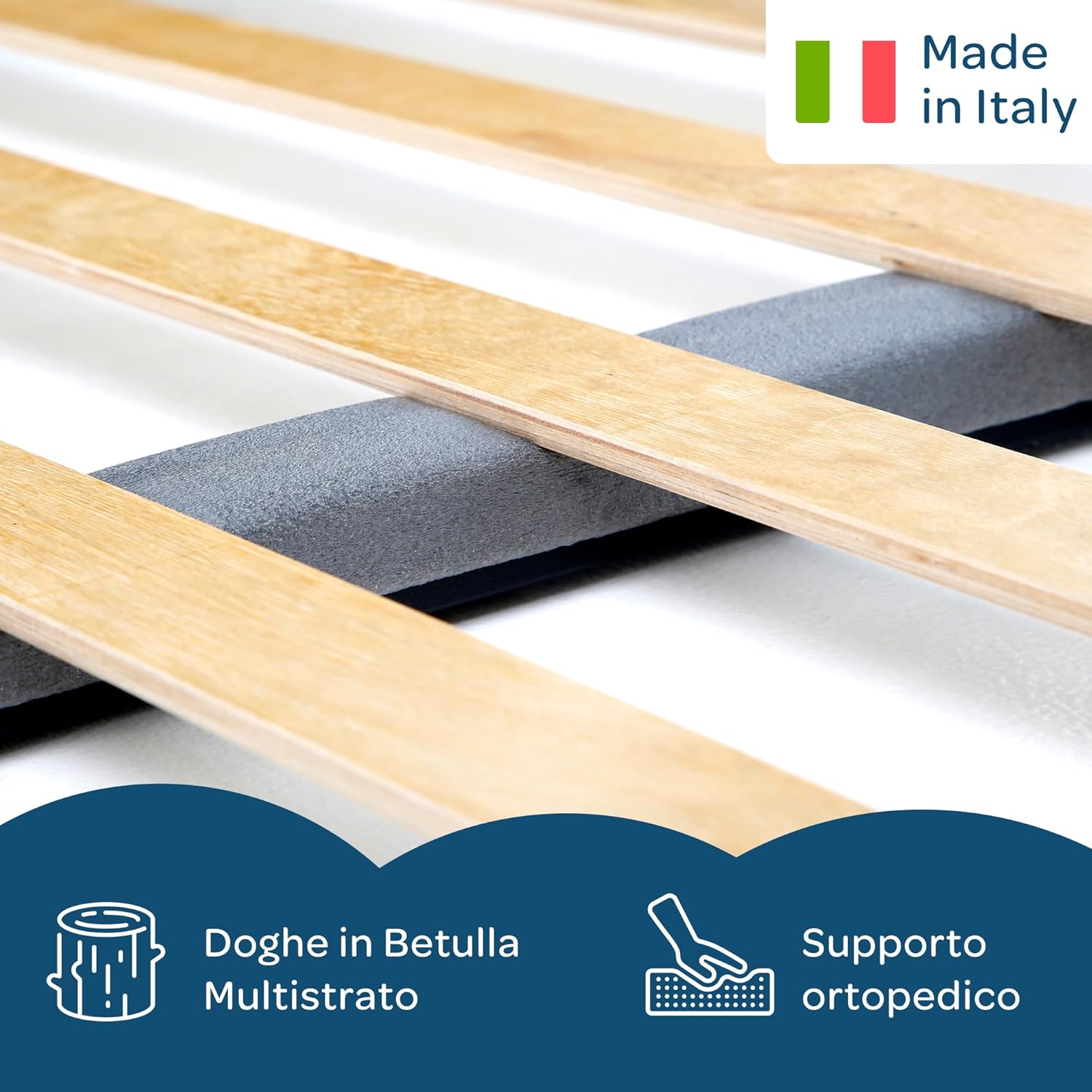 Rete letto matrimoniale 160x190 con doppio traverso e doghe in legno