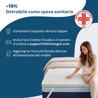 Topper matrimoniale 100% memory foam sfoderabile 160x200
