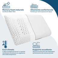Cuscino Cervicale Memory Foam 70×40×12 – Supporto Alto