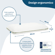 Cuscino Memory Foam 60×40×6 - Bambini +2 Anni e Cuscino Sottile per Adulti