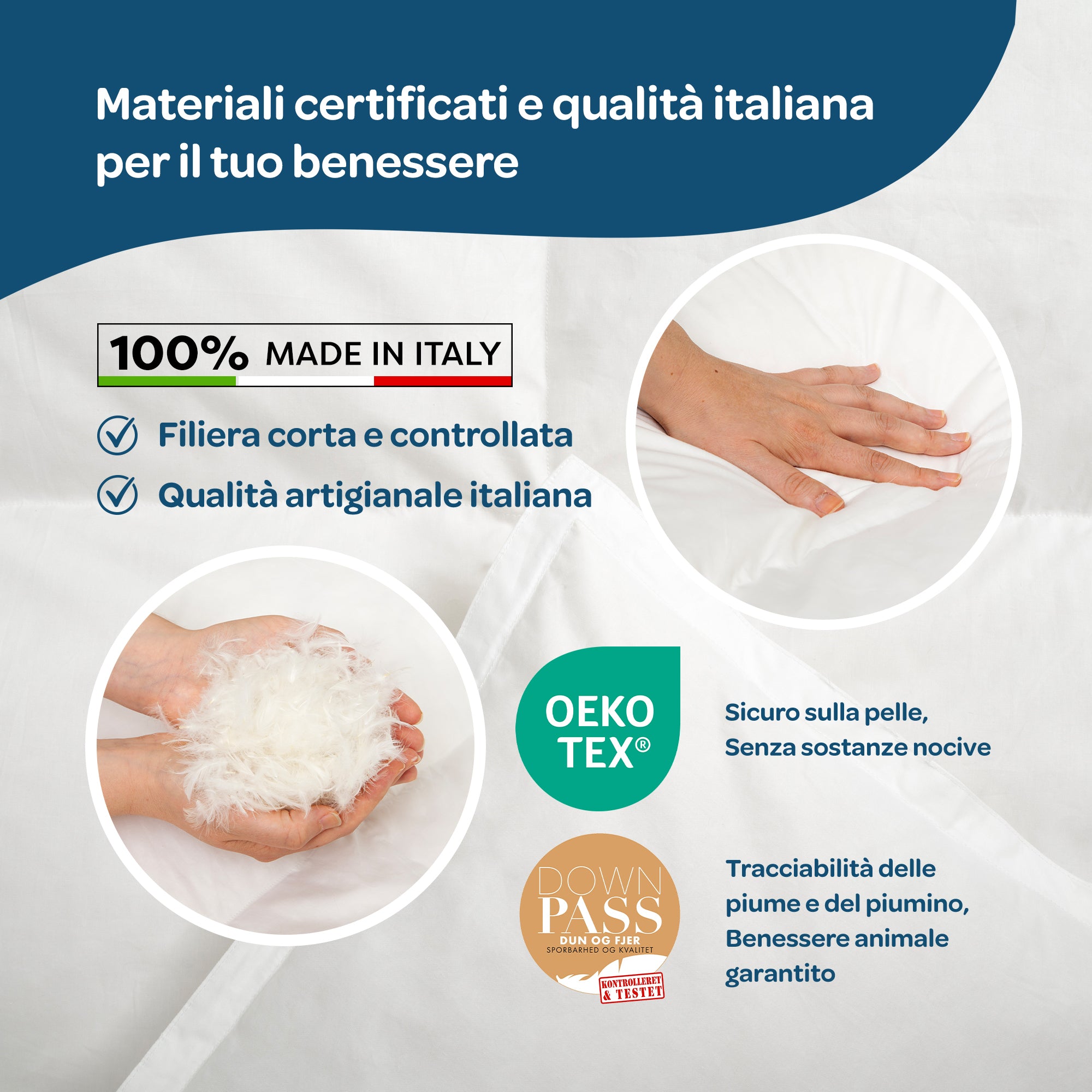 Piumino matrimoniale invernale 250x200 in piuma d’oca certificata