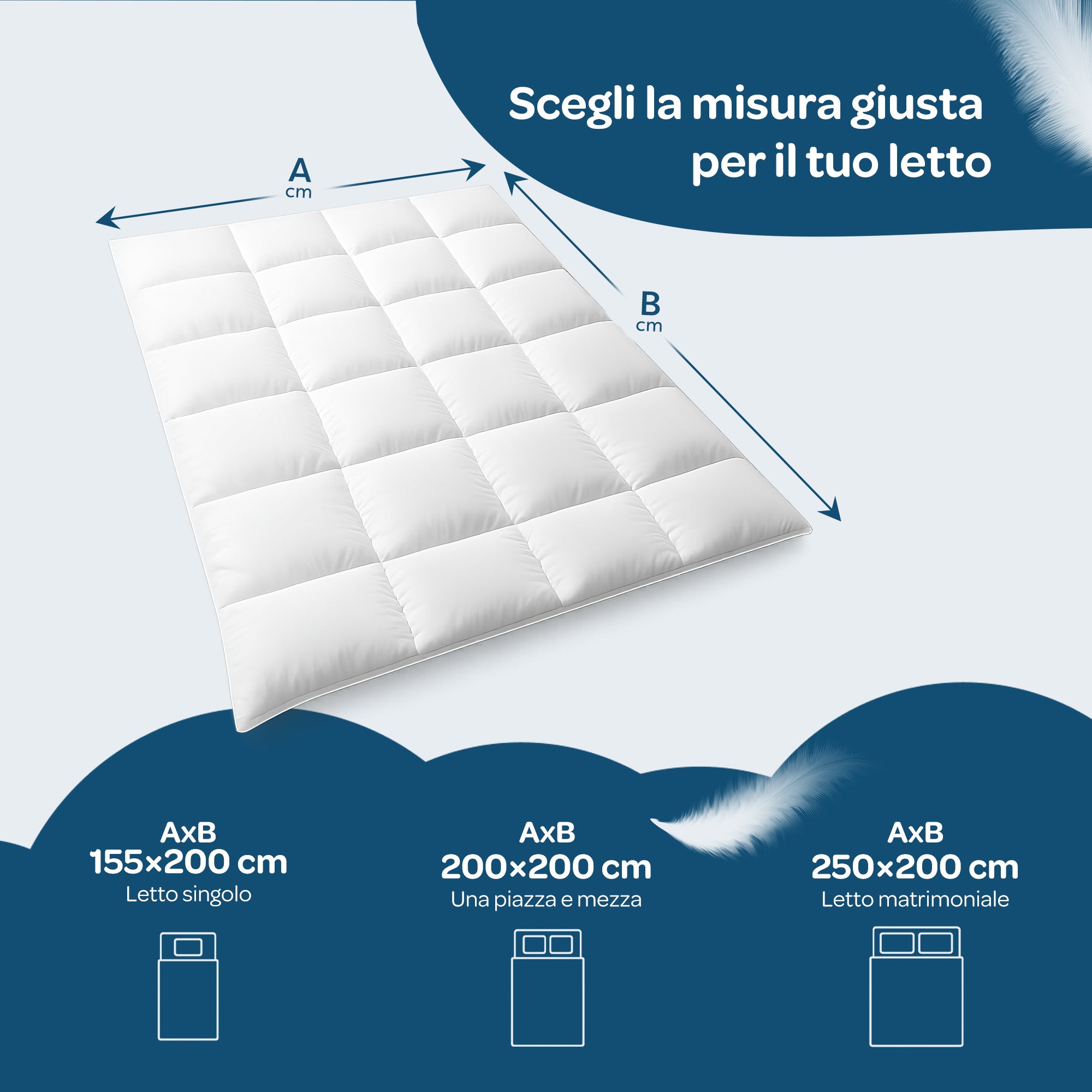 Piumino singolo invernale 155x200 in piuma d’oca certificata