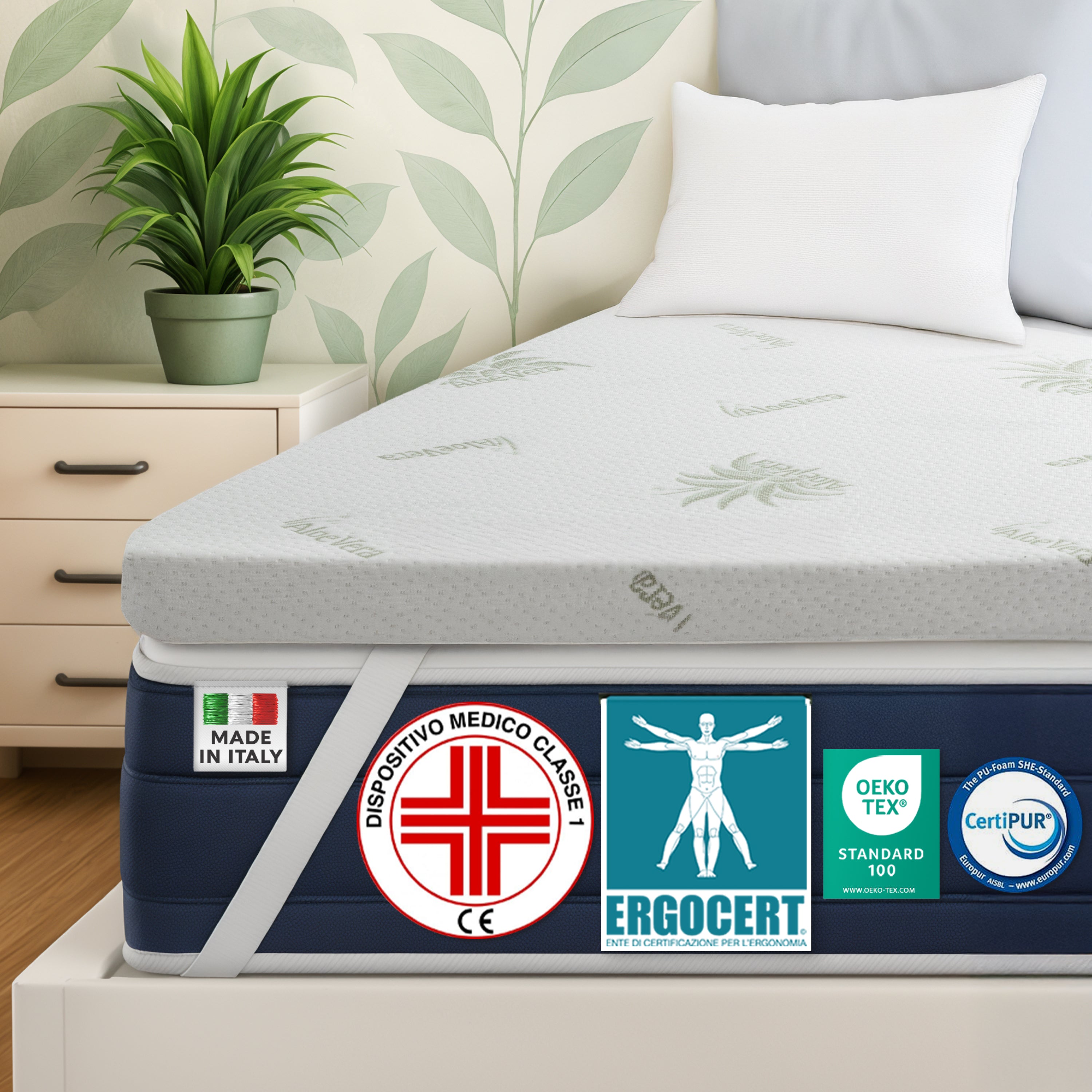Topper matrimoniale 100% memory foam sfoderabile 160x200