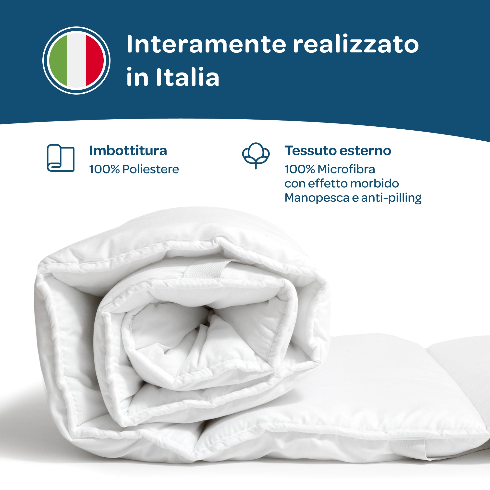 Topper matrimoniale imbottito e trapuntato 160x190 Nuvola