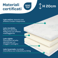 Materasso Memory Foam Singolo 90x190 Sfoderabile Season Balance